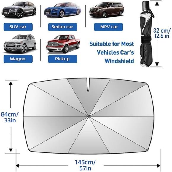 Car Windshield Sun Shade Umbrella, Upgraded Car Windshield Cover Sunshade - Picture 6 of 6